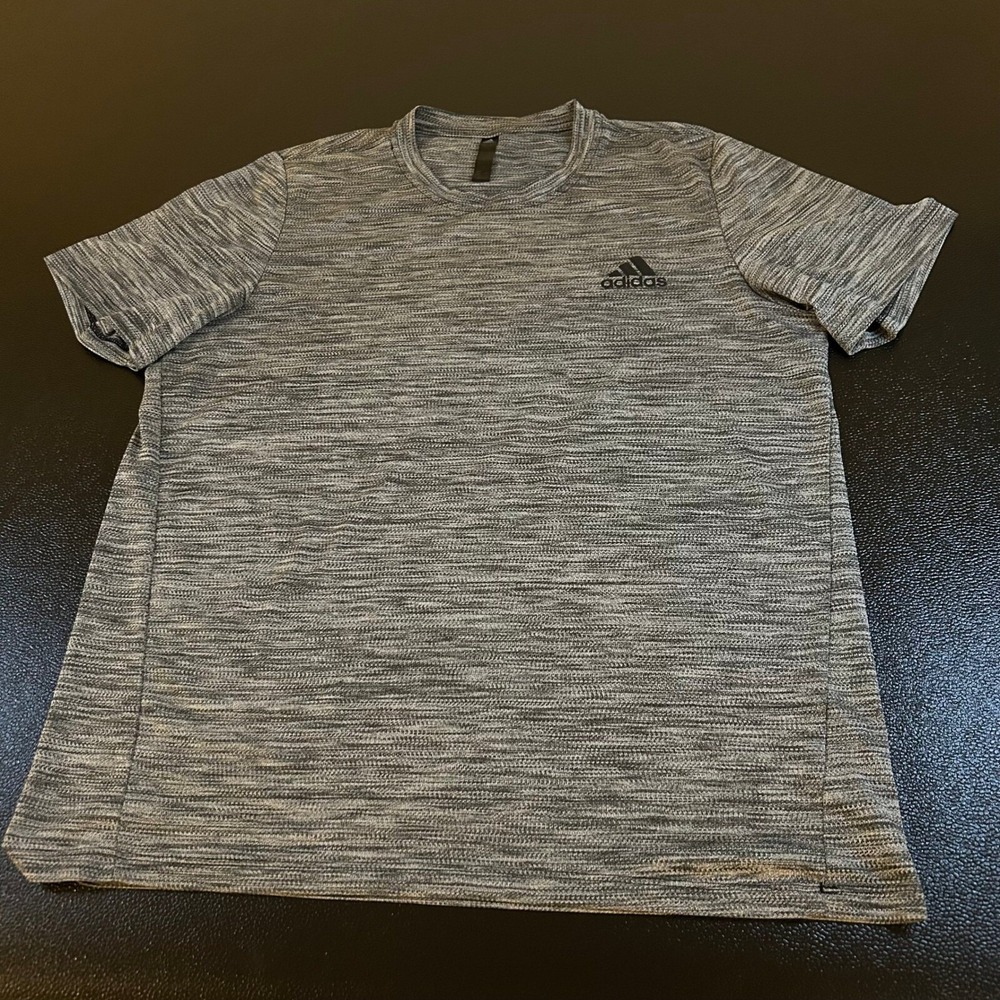 Adidas Performance T Shirt Mens Large Gray‎ Space Dye Lightweight Athletic